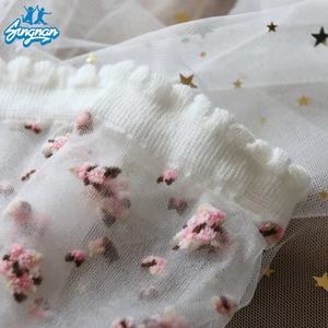 통기성 울트라 얇은 양말 여름 여성 투명 레이스 실크 크리스탈 장미 꽃 소녀 탄성 짧은 양말 - Product Image 6