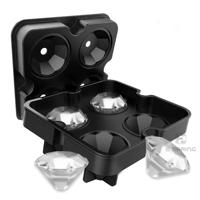 Diamond Shaped Silicone BPA-Free Ice Cube Tray Molds With Lid For Ice Whiskey Candy