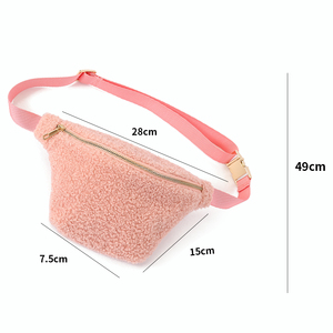 Autumn Winter Unisex Custom <b>Teddy</b> Zipper Waist Bag Wholesale DIY Portable Soft Fanny Pack Crossbody Bags Letter-Design Bags - Product Image 6