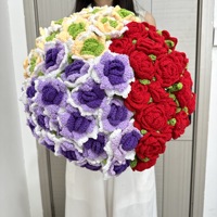 Dropshipping Handgefertigter Gestrickter Roter Rosenstrauß Künstliche Häkelblumen Hochzeitsgeschenk Muttertag Ostern Weihnachten
