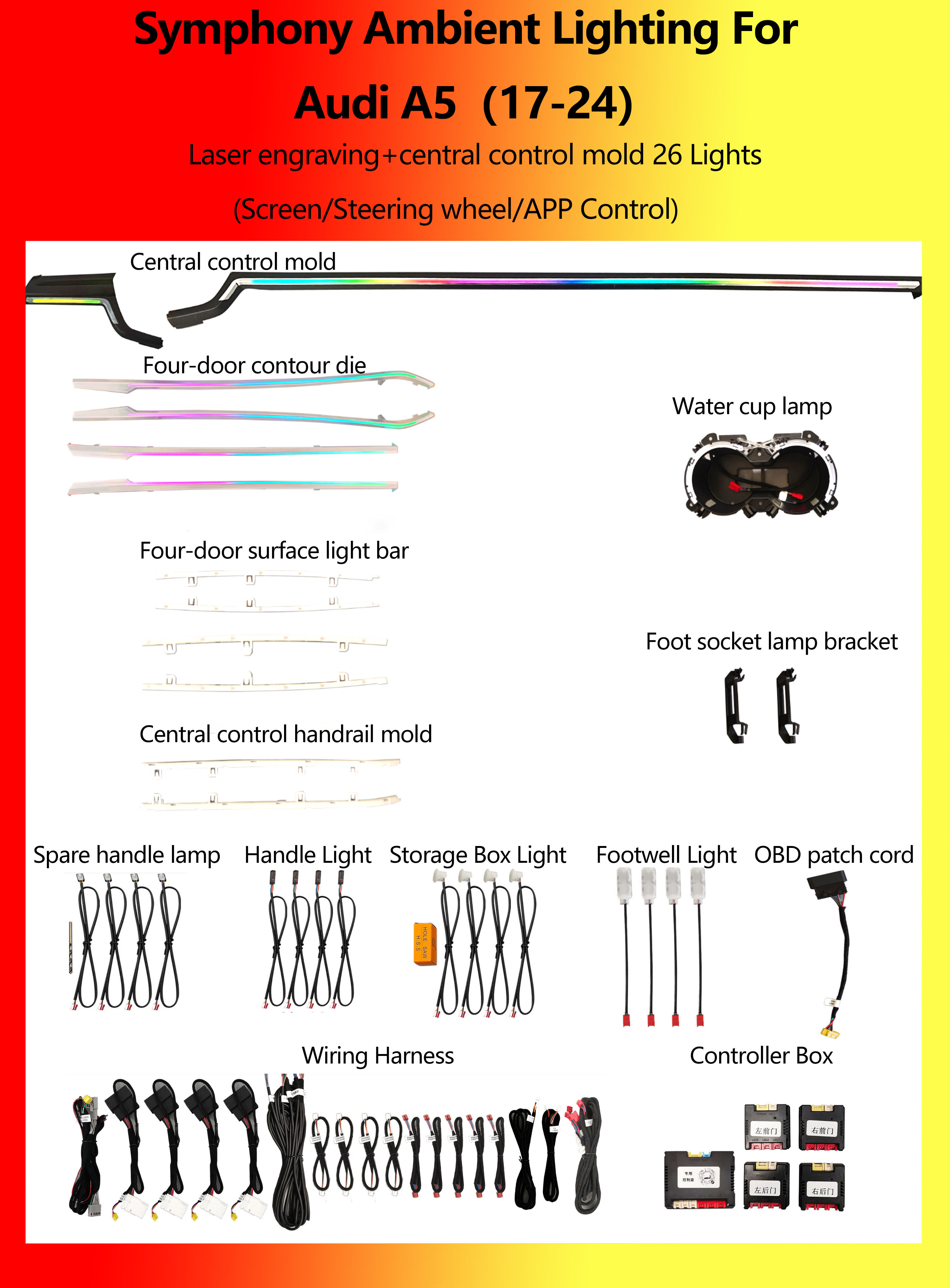 Audi A5 Laser engraving+central control Symphony 26 Lights