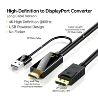 Câble USB-A vers HDMI 4K HD, convertisseur vidéo haute définition, gaine en PVC blindée pour PC, ordinateur portable, moniteur, projecteur