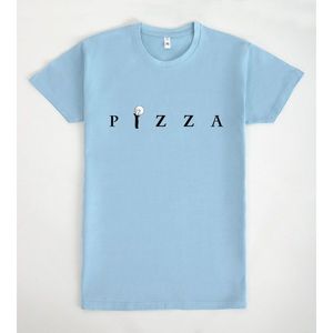 T-shirt Pizza a maniche corte azzurra unisex per abbigliamento casual - Product Image 1