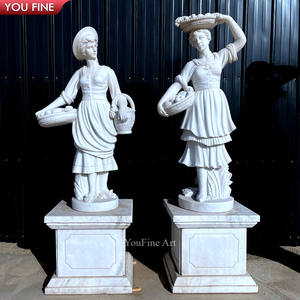 आप बाहर के जीवन आकार के प्राकृतिक पत्थर के हाथ से नक्काशीदार संगमरमर तीन ग्रास मूर्तिकला - Product Image 6