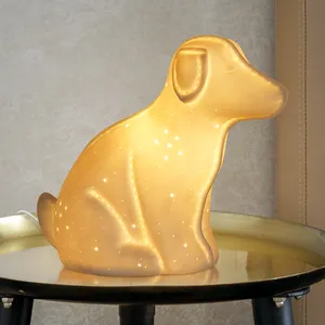 最高品質の磁器デスクナイト照明屋内装飾電気かわいいライト子供寝室犬の形ナイトライト