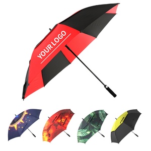 Durable Fiberglass Frame Glass Fiber Shaft Large Windproof Uv Golf <b>Umbrella</b> Red and Black Color Alternating <b>Umbrellas</b> - Product Image 5