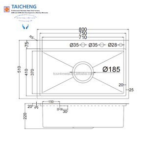 Dimensioni 800x510mm Design <span class=keywords><strong>unico</strong></span> finitura decorativa SUS304 di buona qualità in acciaio inox lavello <span class=keywords><strong>cucina</strong></span> fatta a mano - Product Image 2