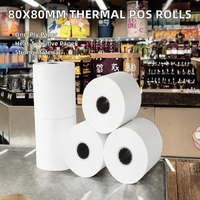 Rouleaux de papier thermique OEM 80x80mm 70GSM monocouche 1-500 feuilles pour supermarchés et caisses enregistreuses