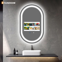 Miroir intelligent Android arqué personnalisé STANHOM FCC CE RoHS avec éclairage LED, assistant vocal Alexa et Google, écran tactile