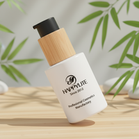 Tapa de Bambú para Botella, Personalizable con Serigrafía de Logotipo, Botellas de Vidrio Blanco Mate de 30 ml