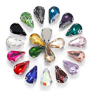 Strass en forme de goutte d'eau à 16 facettes, cristaux en verre en forme de D cousus à la main pour accessoires de robe de mariée et de chaussures DIY, vente en gros - Product Image 1