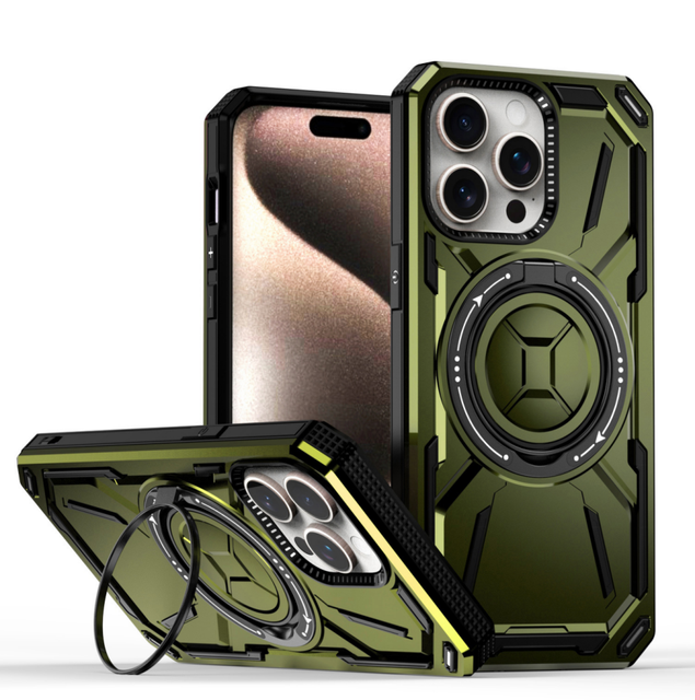 Wireless Magnetic Rugged Armor 360 Ring Stand Mobile Cover Fundas for Iphone 15 14 13 Pro Max Anti Stock Cell Phone Case
