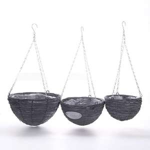 Decorazione esterna naturale rotondo tessuto a mano giardino vaso <span class=keywords><strong>di</strong></span> <span class=keywords><strong>fiori</strong></span> <span class=keywords><strong>di</strong></span> <span class=keywords><strong>vimini</strong></span> appeso cesto <span class=keywords><strong>con</strong></span> rivestimento in plastica - Product Image 2