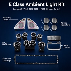 Kit d'éclairage d'ambiance pour <span class=keywords><strong>Mercedes</strong></span> <span class=keywords><strong>Classe</strong></span> E W213, tweeter rotatif 4D, éclairage de cadre de grille d'<span class=keywords><strong>a</strong></span>ération, 17 LED RGB, amélioration de l'intérieur, 2016-2023 - Product Image 5