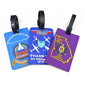 Étiquette de bagage en PVC souple 2D 3D en silicone avec logo personnalisé en relief pour voyages en avion – Vente en gros - Product Image 1