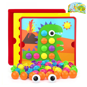 Meilleur cadeau <span class=keywords><strong>de</strong></span> Noël : <span class=keywords><strong>Jeu</strong></span> enfichable Aijh pour enfants, puzzle <span class=keywords><strong>de</strong></span> <span class=keywords><strong>clous</strong></span> champignons, 10 emplacements colorés, 46 perles, apprentissage sensoriel précoce pour les professionnels - Product Image 1