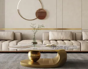 Quercia di lusso minimalista centro tavolino da salotto moderno in metallo a specchio in acciaio inox rettangolo in marmo tavolino