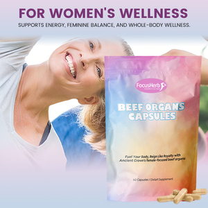 Capsules de foie de boeuf FocusHerb Suppléments d'équilibre féminin féminin Capsule de mélange d'organes de boeuf nourris à l'herbe - Product Image 3