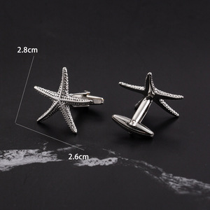 กระดุมข้อมือรูปปลาดาว สแตนเลส ดีไซน์ 3 มิติ สำหรับเครื่องประดับแฟชั่นบุรุษนักธุรกิจ - Product Image 4