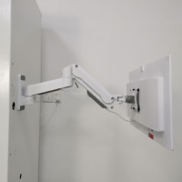 Bras mural pour écran LCD avec ressort à gaz, capacité de charge 20 kg, inclinaison à 90°, couleur argent, T8-GA02-W, anti-vibration, pour moniteur médical
