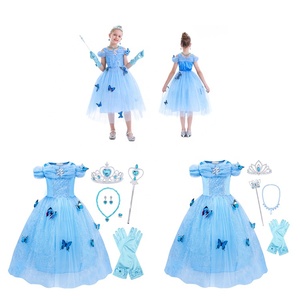 AmzBarley Girl Fancy Deluxe <span class=keywords><strong>Elsa</strong></span> <span class=keywords><strong>Anna</strong></span> Halloween Princesse Costume Party Aurora Dress up Kids Blue Layered Christmas Pay Wear - Product Image 3