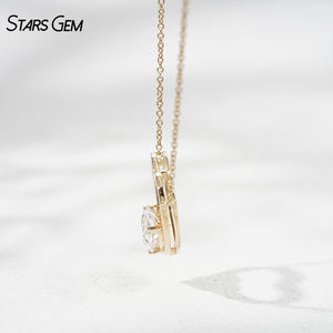 Collier de 1 carat en or jaune 14 carats avec chaîne en diamant de laboratoire - Product Image 4