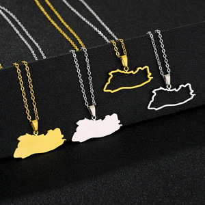 Stainless Steel Turkey Map Outline Charm Link Chain Necklace 18K Gold Plated Turkish Map <strong>Turks</strong> Pendant Necklace - Product Image 1
