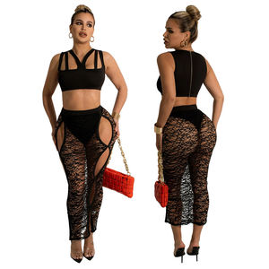 Nightclub Two Piece Skirt Set 2022 Party Wear Dresses for Women Nightdress Sexy Dress Lingerie Black Mesh Dress African <strong>Clothing</strong> - Product Image 3