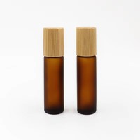 Flacon Roll-on Cylindrique en Verre Ambré Mat Écologique 5ml 10ml avec Bouchon en Bambou – Bouteille Vide pour Cosmétiques et Huiles Essentielles – Marque YH