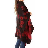 Poncho d'hiver OEM vintage à carreaux roses en jacquard, châle enveloppant surdimensionné en maille douce, cape réversible coupe-vent pour femme