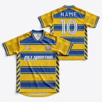 Seragam Sepak Bola Kustom OEM Cetak Digital Vintage Poliester Bernapas untuk Tim Klub, Pakaian Unisex Sublimasi Jersey Retro