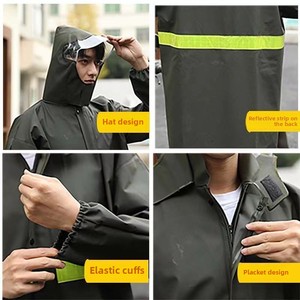 Waterproof One-Piece <strong>Raincoat</strong> In Knitted Fabric <strong>Long</strong> Trench Coat For Delivery Hiking Cycling Soft Oxford Cloth In Stock - Product Image 4