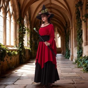 YUIQPKJX Vestido de Hada Renacentista para Mujer, Talla Grande, Disfraz Medieval de Halloween con Orejas de Elfo y Collar - Product Image 3