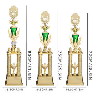 Trophées en plastique ABS de haute qualité, quatre piliers dorés, trophée fantaisie, tasse verte, base plaquée or, cérémonie de remise des prix SZ11 - Product Image 5