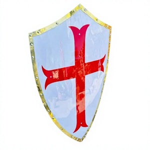 Écusson médiéval de la Croix Rouge des Templiers en métal, avec motif sculpté, rond de 22 pouces, pour fête d'anniversaire et décoration intérieure - Product Image 6