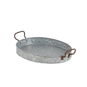 Plateau de service galvanisé Plateau de table en métal de ferme Plateau de service rectangulaire galvanisé classique vintage - Product Image 2
