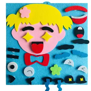 Felt Puzzle Expression DIY Felt Fabric Sticker Children's Handmade Crafts Set Change Teaching Children's Educational Toys