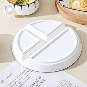 Ensemble de 3 assiettes à dîner de 8 pouces, en céramique compartimentée, assiette à <span class=keywords><strong>petit</strong></span> déjeuner, assiette à salade, contrôle des portions, perte de <span class=keywords><strong>poids</strong></span> - Product Image 6