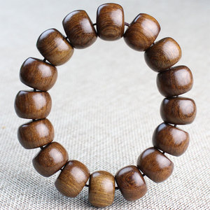 Bracelet en bois de santal doré, perles de 15 mm, style ethnique unisexe, bijoux à porter au quotidien - Product Image 1