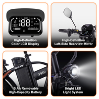 OUXI Vélo de ville électrique à double moteur 7 vitesses 250w 48V, vélo électrique de montagne pliable V9 à gros pneus, entrepôt européen