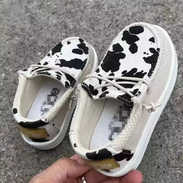 Factory Price RTS Brand Casual Children's Shoes Cow Leopard Camo Print Slip On Kids Cheetah Flats Loafers Shoes For Kids