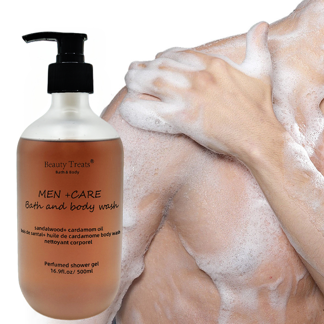 OEM Wholesale Men's Organic Herbal Body Wash 500ml Hotel Grade Skin Whitening Oil Control Tea Tree Oil Peppermint Aloe Vera Gel
