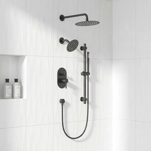 Ensemble <span class=keywords><strong>de</strong></span> robinetterie <span class=keywords><strong>de</strong></span> <span class=keywords><strong>douche</strong></span> noir mat certifié cUPC NSF, système <span class=keywords><strong>de</strong></span> <span class=keywords><strong>douche</strong></span> pluie 3 voies avec pommeau <span class=keywords><strong>de</strong></span> <span class=keywords><strong>douche</strong></span> pluie <span class=keywords><strong>de</strong></span> 10 pouces, douchette à main et <span class=keywords><strong>barre</strong></span> coulissante - Product Image 3