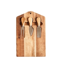 Ensemble de planches à fromage en bois en promotion avec couteau et fourchette, logo gravé au laser, idéal pour la cuisine à domicile, parfait pour le petit-déjeuner, coffret cadeau
