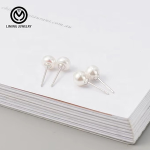 CEX01 Aretes de Perlas de Concha de Agua Dulce de 6-8mm en Plata de Ley 925 de Estilo Coreano, Joyería Fina Clásica de Diseñador para Mujer Novia - Product Image 3
