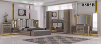 Ensemble de meubles de chambre à coucher King Size modernes de luxe Table de chevet avec 5 rangements Meubles de maison en bois