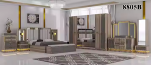 Ensemble de meubles de chambre à coucher King Size modernes de luxe Table de chevet <span class=keywords><strong>avec</strong></span> 5 rangements Meubles de maison en bois - Product Image 5