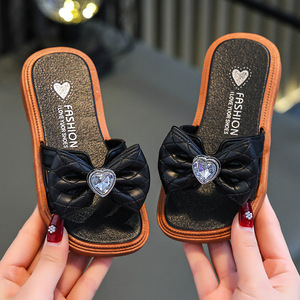 Pantoufles pour enfants été enfant filles pantoufles d'extérieur avec nœud PVC antidérapant bout ouvert semelle plate pantoufles filles chaussures de plage - Product Image 6