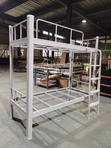 Двухъярусная металлическая кровать напрямую от производителя по низкой цене для общежитий, легко собираемая, складная, металлическая мебель для спальни - Product Image 6