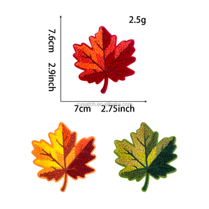 Toppa in ciniglia a forma di foglia d'acero, ricamo autunnale, distintivo con foglie colorate, applicazione termoadesiva per giacche, cappelli, decorazioni fai da te per abbigliamento - Product Image 2